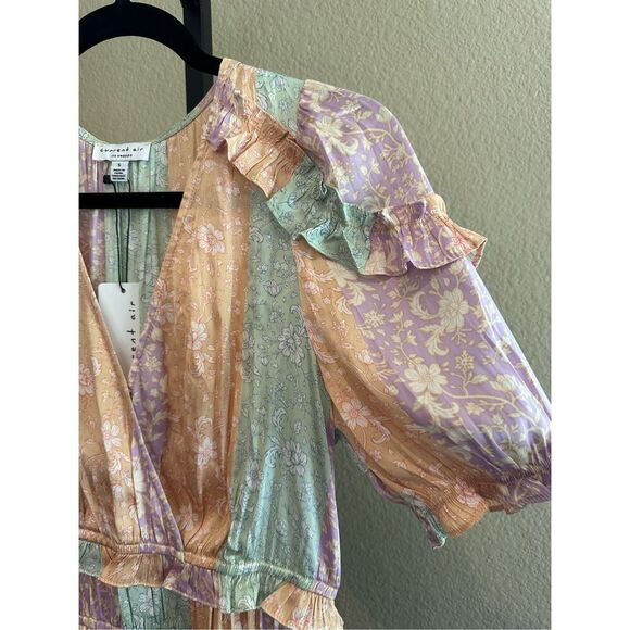 Size S Anthropologie Current Air Color Block Floral Midi Dress - Picture 9 of 10